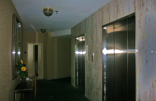 Dark hallways in the tower