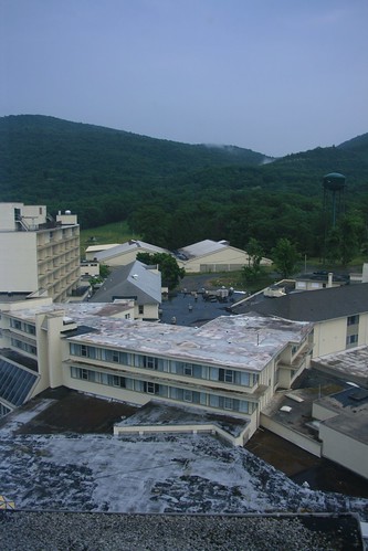 Aerial view of hotel grounds from tower