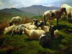 Rosa Bonheur, Sheep in the Highlands, detail with flock