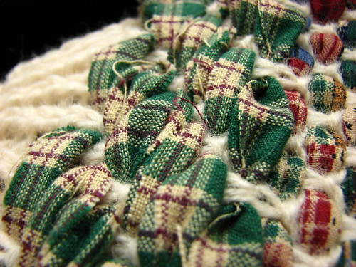 Rag Rug Weaving on Knitting Machine.
