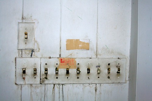 Bank of light switches in Lake House