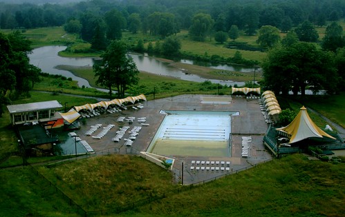 Outdoor pool area aerial detail