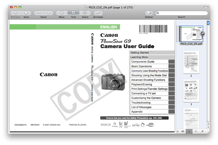 Canon G9 Manual