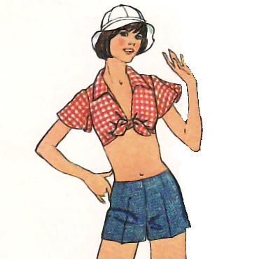 Vintage 1970's midriff top and shorts sewing pattern