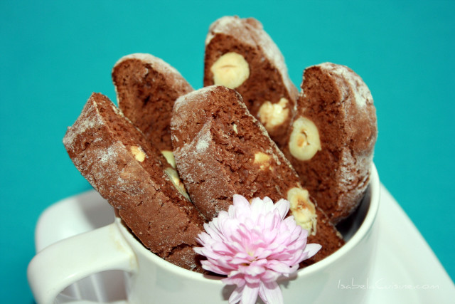 Biscotti with chocolate and hazelnut