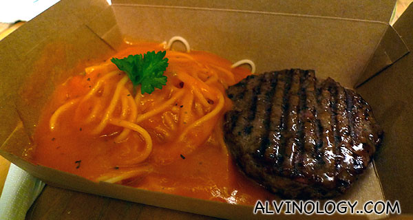 My spaghetti with beef patty in bolognese sauce 