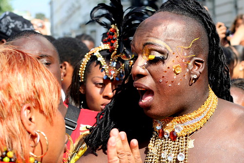 Drunk black drag queen at the carnival