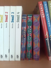Bücherregal u.a. mit Harry Potter, Strizz, Asterix, Donald Duck & Co.