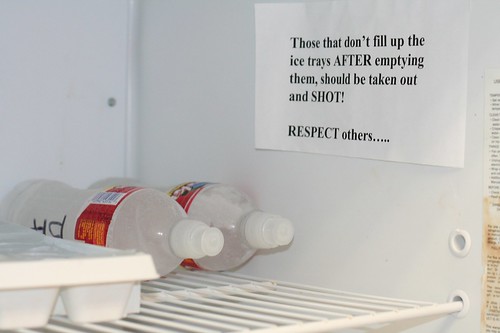 Those that don't fill up the ice trays after emptying them, should be taken out and SHOT! RESPECT others...