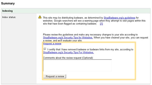 Google Malware Request Form