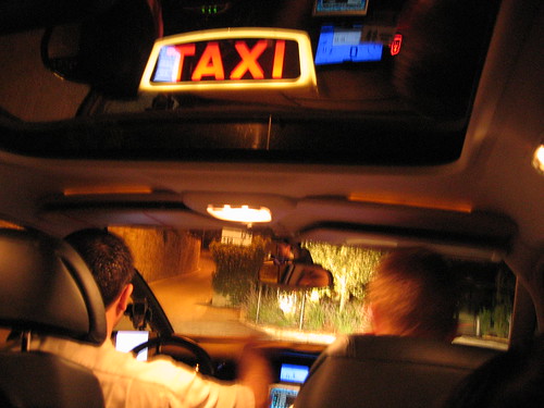 riding a taxicab