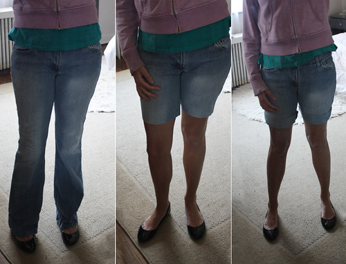 Step 0: Rolled Jean Shorts Process