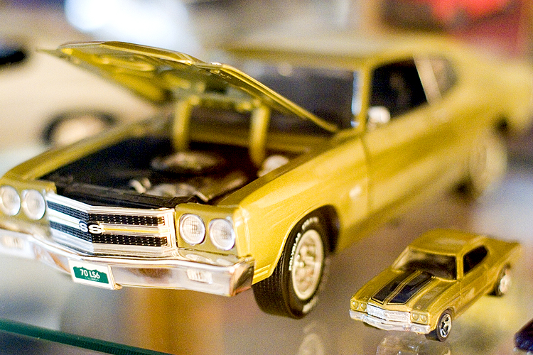 One of Sam George's model Chevelles matches the real thing in his garage