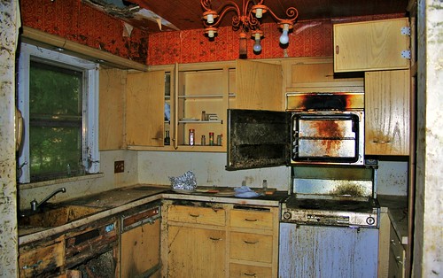Severely deteriorated Lake House kitchen
