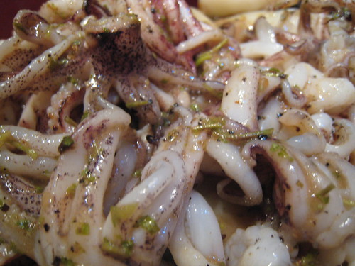 Grilled squid with tamarind orange mint sauce - griled and sauced