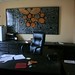 Large avant garde painting in plush office