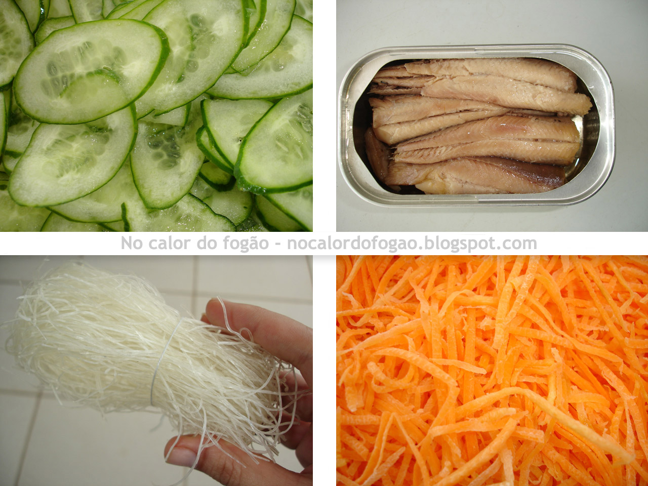 Ingredientes para a salada de harussame
