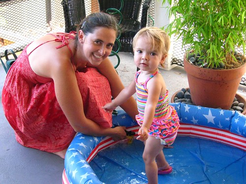 me and bug filling up the new kiddie pool