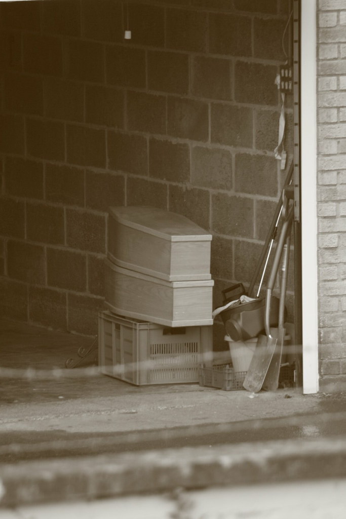 Coffins on beer crates