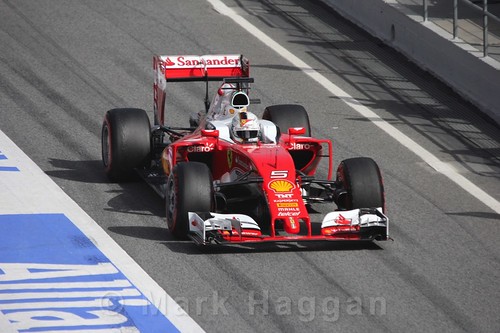 Sebastian Vettel in his Ferrari in Formula One Winter Testing 2016