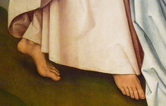 Van der Weyden, The Crucifixion, with the Virgin and Saint John the Evangelist Mourning, detail with John's feet