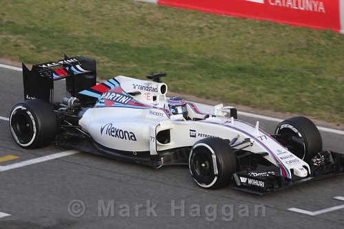 Valtteri Bottas in his Williams during Formula One Winter Testing 2016