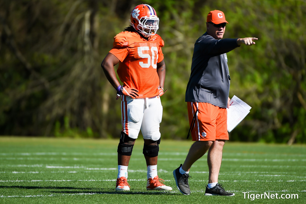 Clemson Football Photo of Danny Pearman and Jabril Robinson and practice