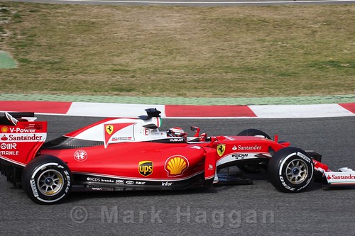 Kimi Raikkonen in the Ferrari in Formula One Winter Testing 2016