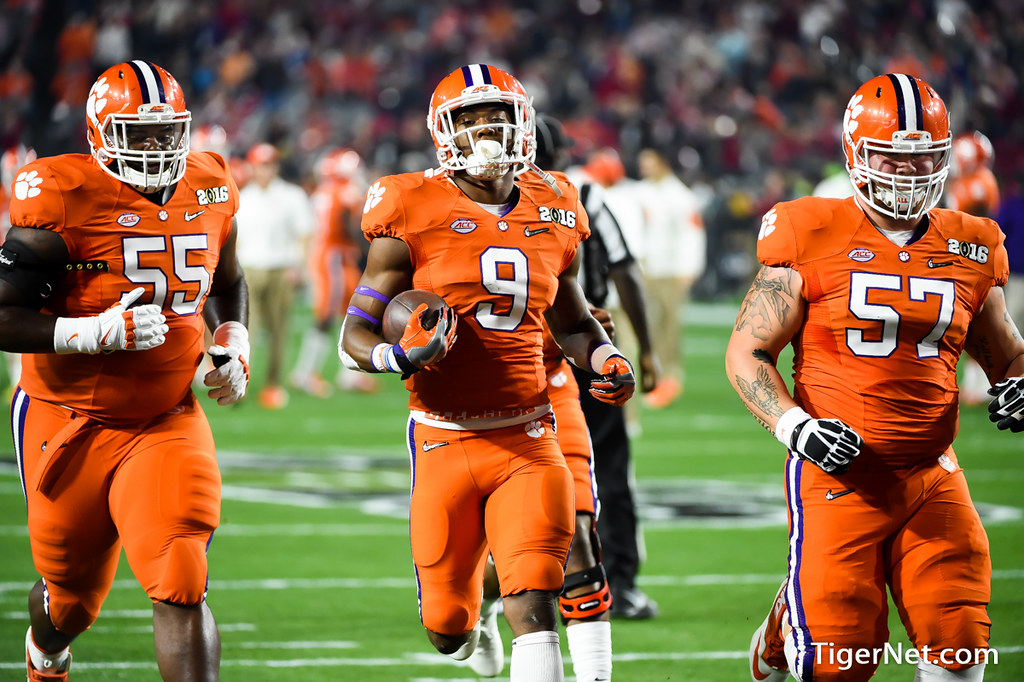 Clemson Football Photo of Jay Guillermo and Tyrone Crowder and Wayne Gallman