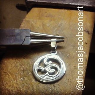 Finishing up this mornings lil project #spiral #waves #jewelry #thomasjacobson #hobbys #pendant