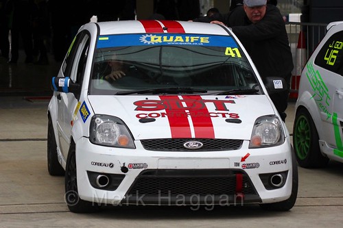 Aaron Thompson in the BRSCC Fiesta championship at Silverstone, April 2016