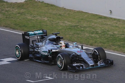 Lewis Hamilton in his Mercedes during Formula One Winter Testing 2016