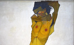 Schiele, Seated Male Nude (Self-Portrait), bust detail