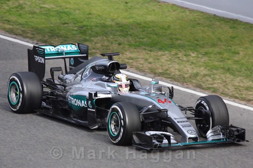 Lewis Hamilton in his Mercedes during Formula One Winter Testing 2016
