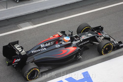 Fernando Alonso in his McLaren during Formula One Winter Testing 2016