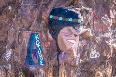 Someone painted an indian on this Mexican rock.