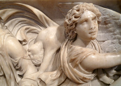 Medea Sarcophagus, Medea carrying dead child (close)