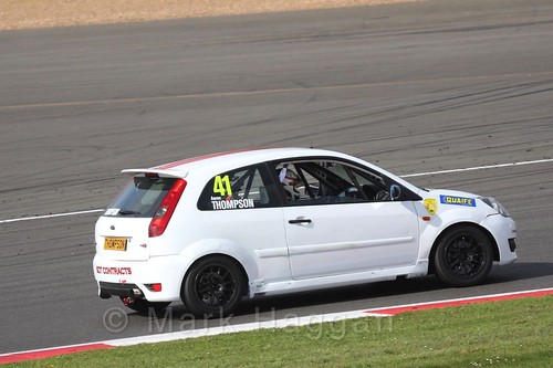 Aaron Thompson in the BRSCC Fiesta championship at Silverstone, April 2016
