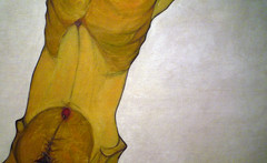 Schiele, Seated Male Nude (Self-Portrait), abdomin detail