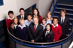 Principal with students