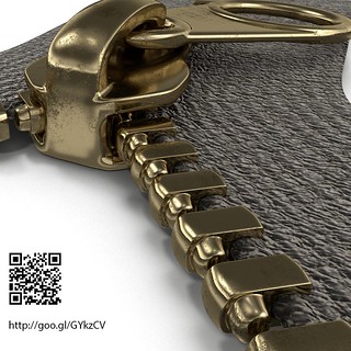 3D Rendering of Brass Zipper