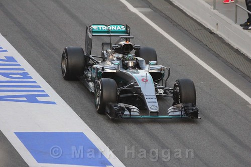 Nico Rosberg in his Mercedes in Formula One Winter Testing 2016