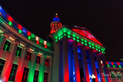 The Denver City and County Building Lit up for Christmas