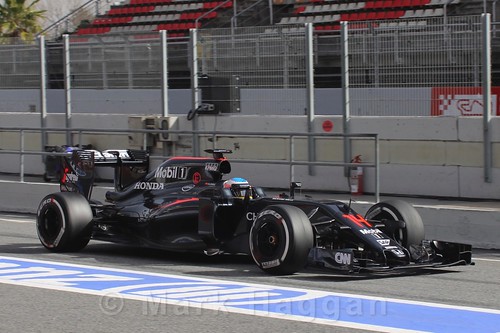 Fernando Alonso in his McLaren during Formula One Winter Testing 2016