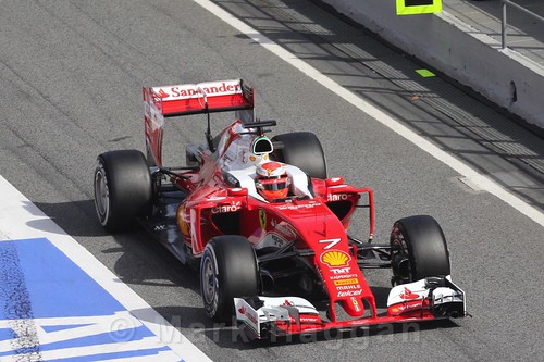 Kimi Raikkonen in his Ferrari during Formula One Winter Testing 2016