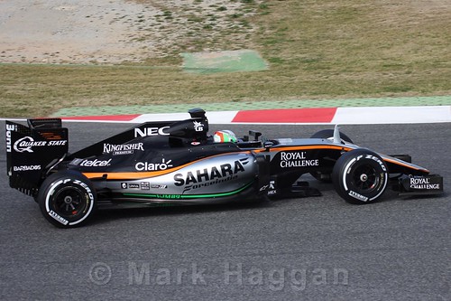 Alfonso Celis in the Force India in Formula One Winter Testing 2016