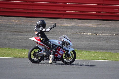 Storm Stacey celebrates a win at BSB Weekend at Silverstone, April 2016