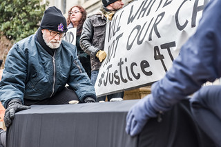Protesters with a Model of Tamir Rice's Coffin