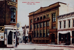 Public Library, Armory, Story's College, Color Postcard