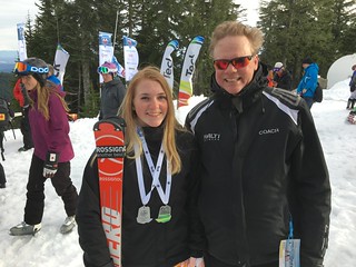 Grouse Teck U16 Open SL - Katrina Voss with 2 silver medals and Hemlock Coach Rob Lahti